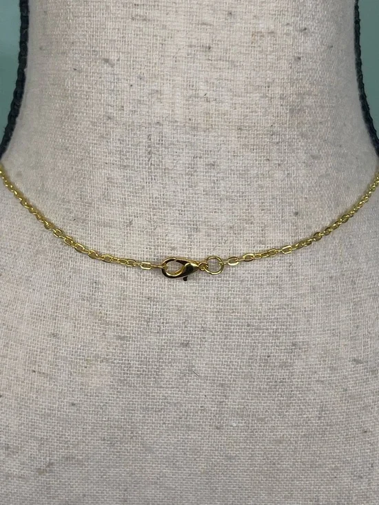 Simulated Turquoise Wire Wrapped Necklace Gold Tone - Picture 4 of 4